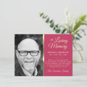 Dunkelrosa Beileid Beerdigung Gedächtnis DANK IHNE Dankeskarte (Stehend Vorderseite)