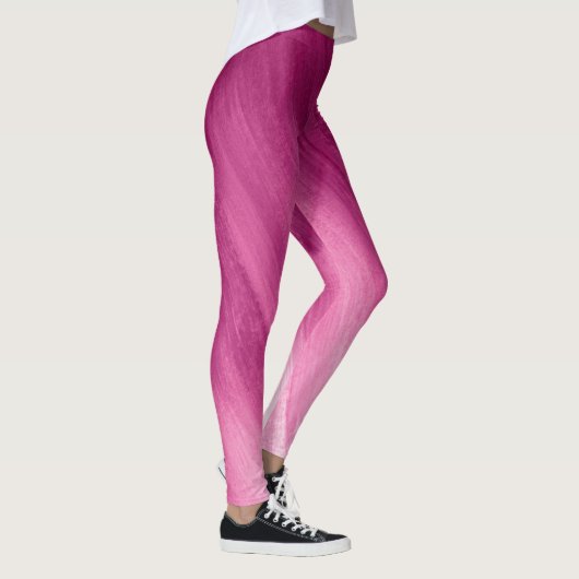 Dunkelrosa bis weiße Leggings abstrakter Kunst (Rechts)