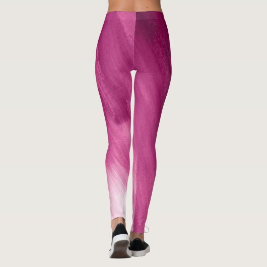 Dunkelrosa bis weiße Leggings abstrakter Kunst (Rückseite)