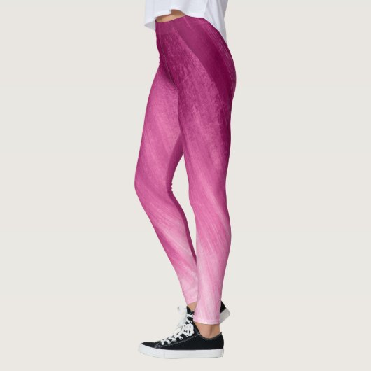 Dunkelrosa bis weiße Leggings abstrakter Kunst (Links)