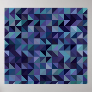 Dunkelrosa, blau: Dreieck-Mosaik. Poster