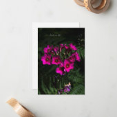 Dunkelrosa Blume mit Ferns Mitteilungskarte (Vorderseite/Rückseite Beispiel)