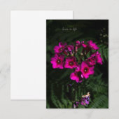 Dunkelrosa Blume mit Ferns Mitteilungskarte (Vorne/Hinten)