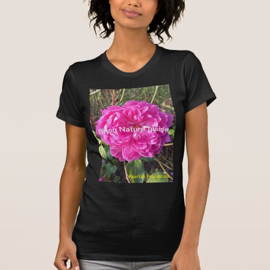 Dunkelrosa Blume T - Shirt (Vorderseite)