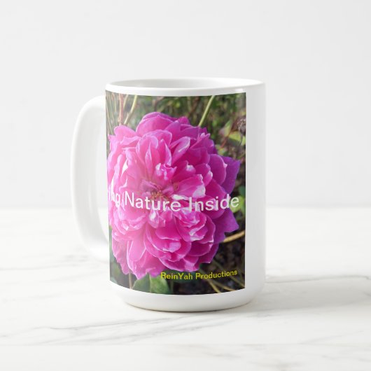 Dunkelrosa Blume Tasse (Vorderseite Links)
