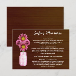 Dunkelrosa Blumenmason Jar Sicherheitsmaßnahmen Begleitkarte