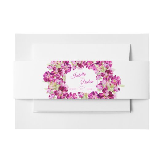 Dunkelrosa Blütenblume Hochzeit Einladungsbanderole (Vorderseite Beispiel)