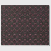 Dunkelrosa Blütendampfer auf schwarz Geschenkpapier (Flach)