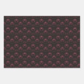 Dunkelrosa Blütendampfer auf schwarz Geschenkpapier Set (Vorderseite 2)
