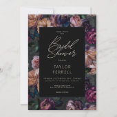 Dunkelrosa Burgundy & Gold Brautparty Einladung (Vorderseite)