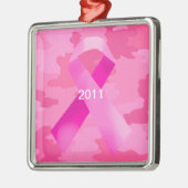 Dunkelrosa Camouflage Rosa Band Datum Ornament (Links)