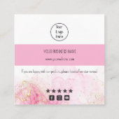 Dunkelrosa Cloud-Visitenkartenrate Vielen Dank Quadratische Visitenkarte (Rückseite)