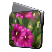 Dunkelrosa Dahlia Blume Blume Grün Laptopschutzhülle (Vorderseite Links)