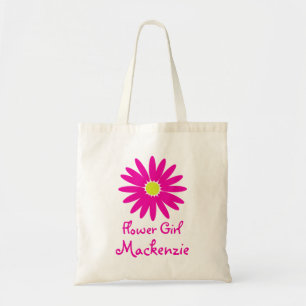 Dunkelrosa Daisy mit anpassbarem Text Tragetasche