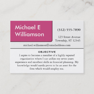 Dunkelrosa Ecke - Business Cards zurücksetzen Visitenkarte