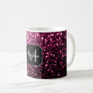 Dunkelrosa falscher glänzender Glitter Funkeln Mon Kaffeetasse