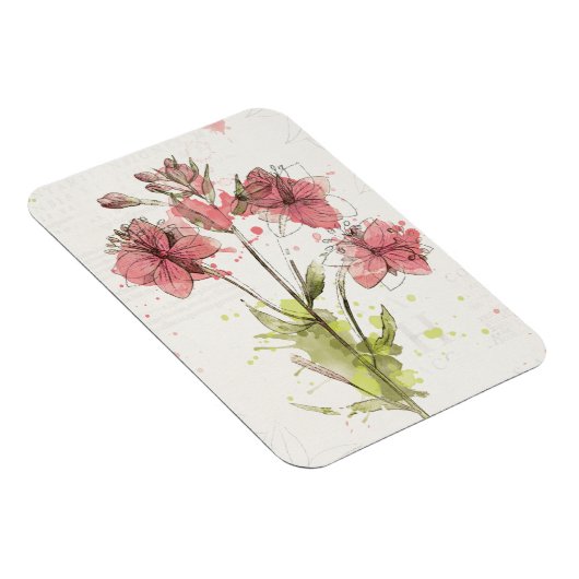 Dunkelrosa Floral Splash Magnet (Rechte Seite)