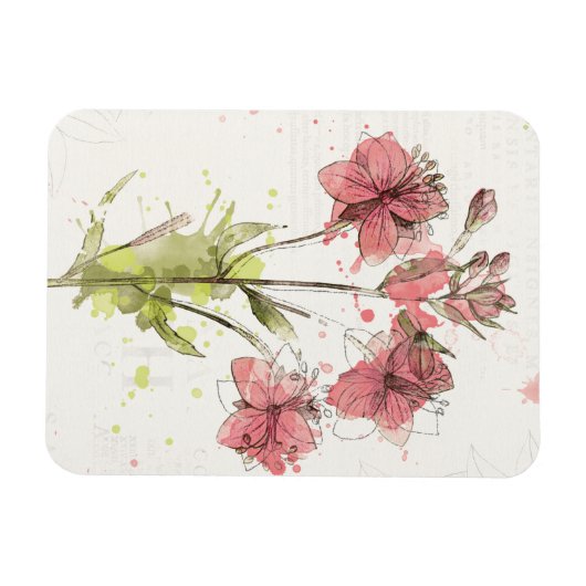 Dunkelrosa Floral Splash Magnet (Horizontal)