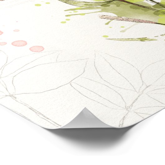 Dunkelrosa Floral Splash Poster (Ecke)