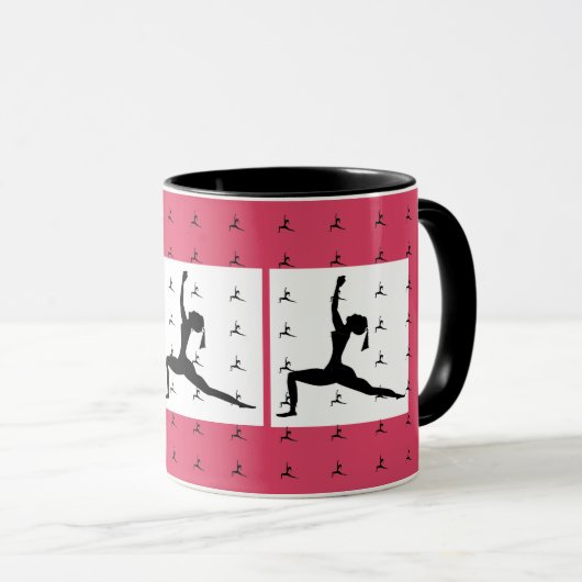 Dunkelrosa Fun Yoga entwirft Combo-Kaffee-Tasse/-C Tasse (VorderseiteRechts)