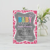 Dunkelrosa Giraffe Tierdruck Einladung (Stehend Vorderseite)