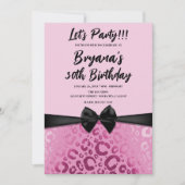 Dunkelrosa Glam Leopard Print Sweet 16 Einladung (Vorderseite)