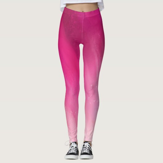 Dunkelrosa glänzt bis leicht rosa leggings (Vorderseite)