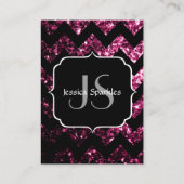 Dunkelrosa Glitzer Glitzern Zickzack Visitenkarte (Rückseite)