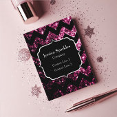 Dunkelrosa Glitzer Glitzern Zickzack Visitenkarte