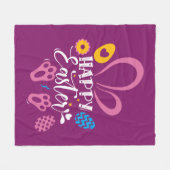 Dunkelrosa Happy Ostersonne Niedlich mit Ostereier Fleecedecke (Vorderseite (Horizontal))