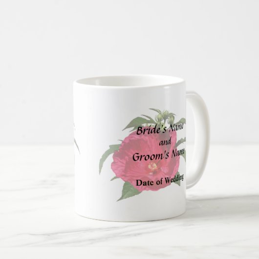 Dunkelrosa Hibiskus Kaffeetasse (VorderseiteRechts)
