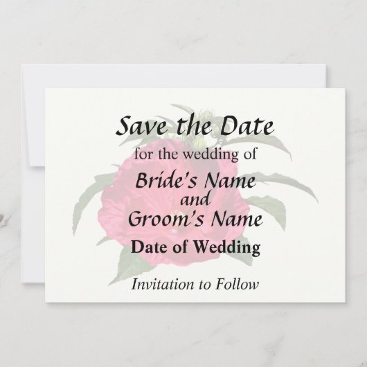 Dunkelrosa Hibiskus Save The Date (Vorderseite)