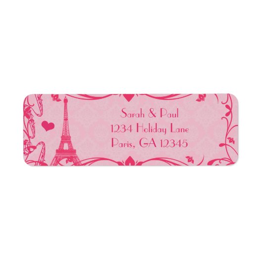 Dunkelrosa Himbeere Damask Vintag Eiffelturm (Vorne)