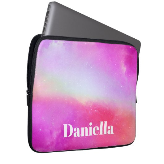 Dunkelrosa Holografischer Himmel mit Individuelle  Laptopschutzhülle (Vorne Rechts)