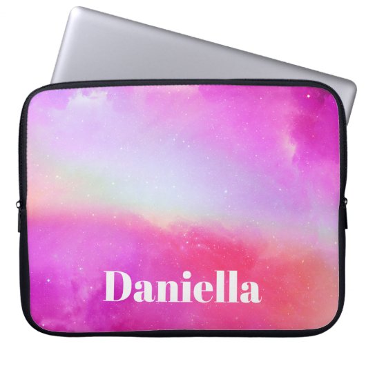 Dunkelrosa Holografischer Himmel mit Individuelle  Laptopschutzhülle (Vorderseite)