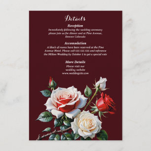 Dunkelrosa Hübsche rote Rosen Blumenhochzeit Begleitkarte