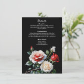 Dunkelrosa Hübsche rote Rosen Blumenhochzeit Begleitkarte (Stehend Vorderseite)