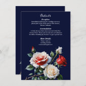 Dunkelrosa Hübsche rote Rosen Blumenhochzeit Begleitkarte (Vorne/Hinten)