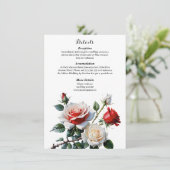 Dunkelrosa Hübsche rote Rosen Blumenhochzeit Begleitkarte (Stehend Vorderseite)