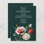 Dunkelrosa Hübsche rote Rosen Blumenhochzeit Begleitkarte (Vorne/Hinten)