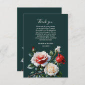 Dunkelrosa Hübsche rote Rosen Blumenhochzeit Dankeskarte (Vorne/Hinten)