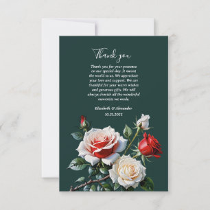 Dunkelrosa Hübsche rote Rosen Blumenhochzeit Dankeskarte