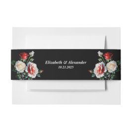 Dunkelrosa Hübsche rote Rosen Blumenhochzeit Einladungsbanderole