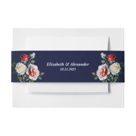 Dunkelrosa Hübsche rote Rosen Blumenhochzeit Einladungsbanderole