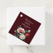 Dunkelrosa Hübsche rote Rosen Blumenhochzeit Geschenkanhänger (Beispiel)