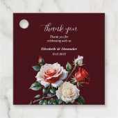 Dunkelrosa Hübsche rote Rosen Blumenhochzeit Geschenkanhänger (Vorderseite)