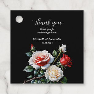 Dunkelrosa Hübsche rote Rosen Blumenhochzeit Geschenkanhänger