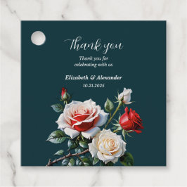 Dunkelrosa Hübsche rote Rosen Blumenhochzeit Geschenkanhänger