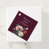 Dunkelrosa Hübsche rote Rosen Blumenhochzeit Geschenkanhänger (Beispiel)