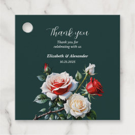 Dunkelrosa Hübsche rote Rosen Blumenhochzeit Geschenkanhänger